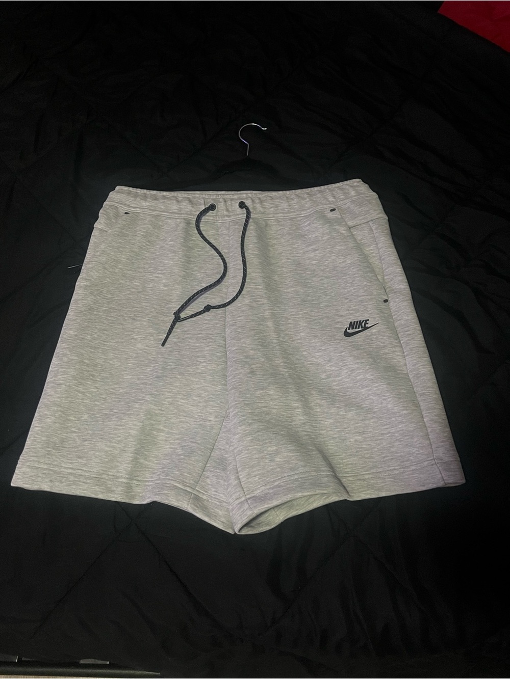 Nike Light Gray Athletic Fleece Shorts with Drawstring